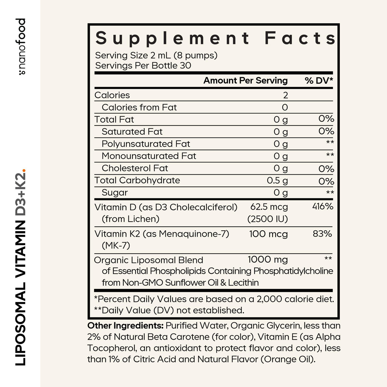 Codeage Liquid Vitamin D3 K2 Supplement, Liposomal Vitamin D Cholecalciferol, Menaquinone MK-7, Liquid Vitamin K - Vegan & Non-GMO - No Sugar - 2 fl oz