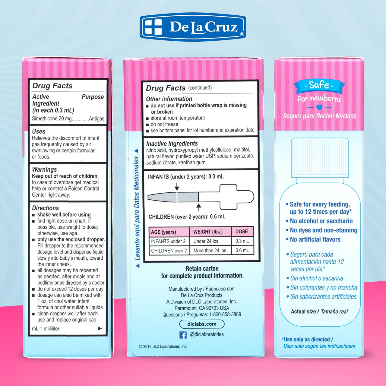 De La Cruz Gas Drops for Babies - Quita Cólicos Infant Gas Relief with Simethicone - Safe Colic Drops for Newborns 1 FL. OZ. (30 mL)