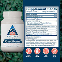 Thumbnail for Ayush Herbs Carditone - Natural Heart Health Supplement for Women & Men, BP Formula, Holistic Heart Support with Rauwolfia, Arjuna, Calcium, and Magnesium - 60 Vegetarian Caplets (1 Count)