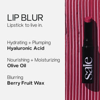Thumbnail for Saie Lip Blur Soft Matte Lipstick - Long Lasting Lipstick with Hydrating, Buildable Coverage - Enriched with Hyaluronic Acid + Softening Jojoba to Nourish Lips - Nouveau (0.09 oz)