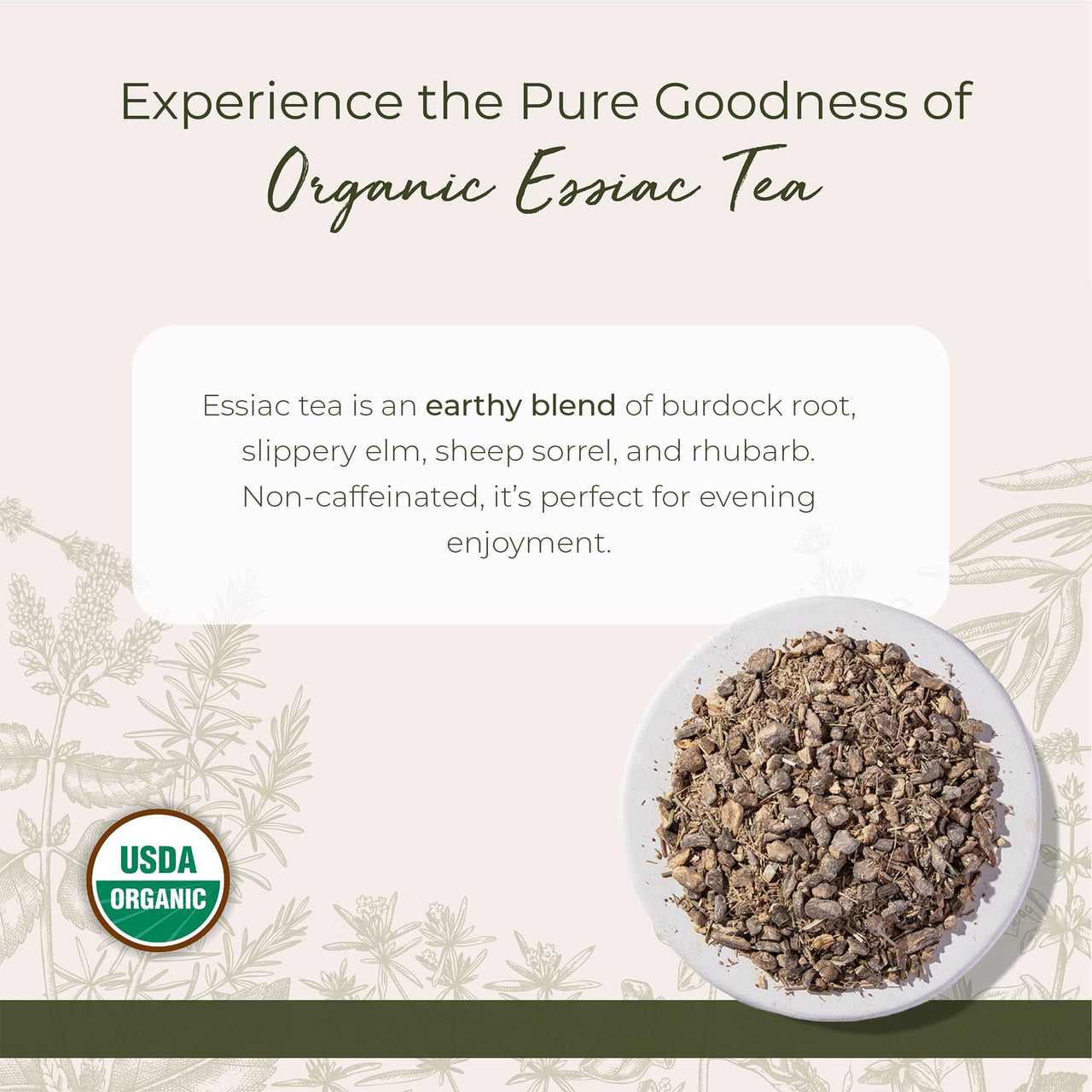 Starwest Botanicals Essiac Tea Organic - Caffeine Free Herbal Blend, Loose Leaf Burdock Root, Slippery Elm Bark, Sheep Sorrel, & Rhubarb, Certified Kosher, Non-GMO - Bulk 1 lb Bag