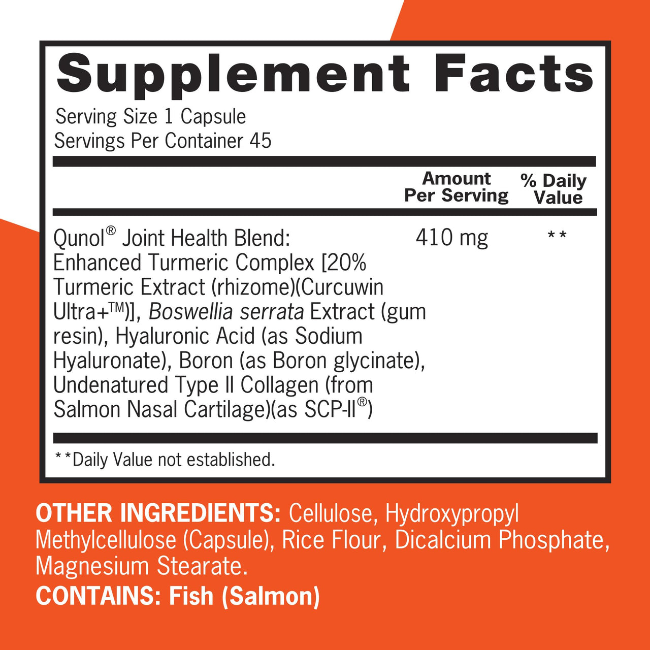 Qunol 5-in-1 Joint Support Supplement, Fast Acting, One Pill Dose, Support Healthy Inflammation Response & Discomfort Caused by Overuse of Joints, Alternative to Glucosamine Chondroitin MSM, 45 Count