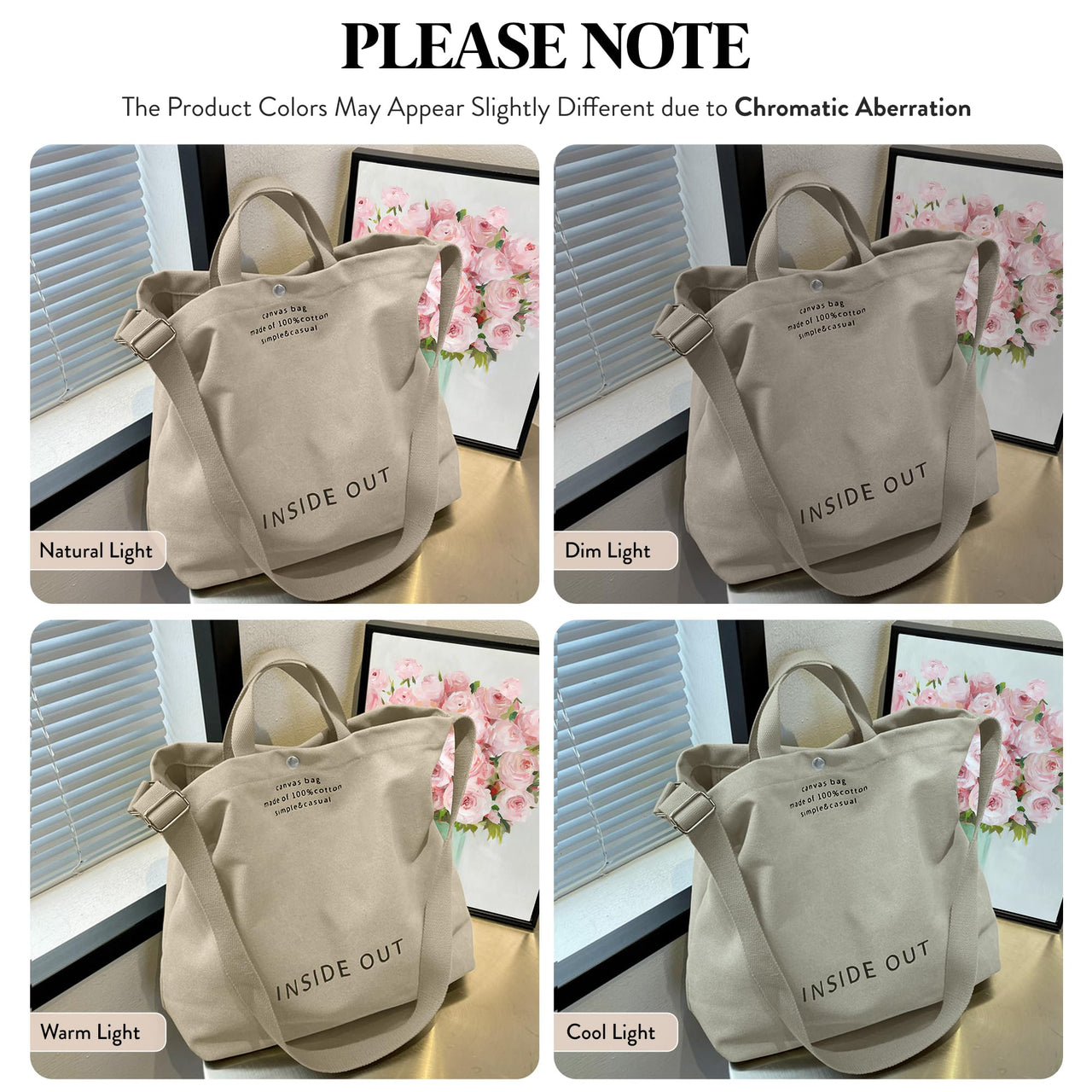 Large Tote Bag for Women, Canvas Bag Women Gift, Fashion Crossbody 16oz Cotton Bag, Large Capacity Shoulder Bag