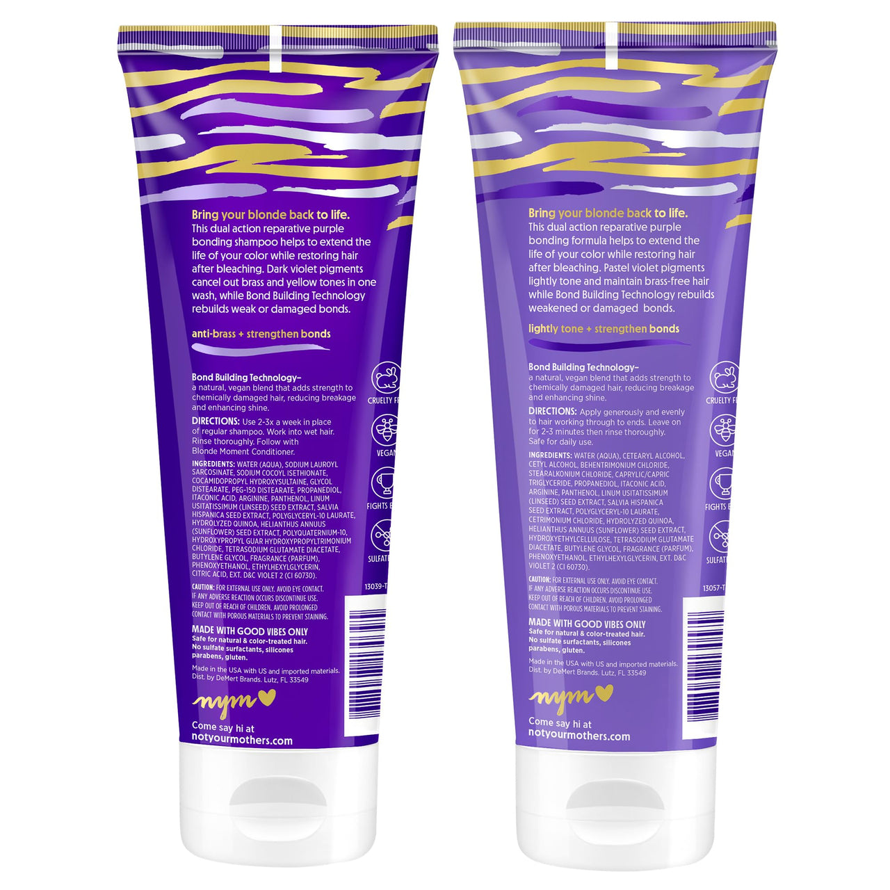 Not Your Mother's Blonde Moment Purple Shampoo and Conditioner (2-Pack) - 8 fl oz - Ideal for Blonde, Highlighted Brunette, Silver Hair - Helps with Bonding, Anti-Brass Toning, Repair, and Hydration