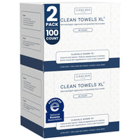 Thumbnail for Clean Skin Club Clean Towels XL®, 100% USDA Biobased Face Towel, Disposable Face Towelette, Eczema Association Accepted, Makeup Remover Dry Wipes, Ultra Soft, 50 ct per pack, 2 Packs, 100 Ct Total
