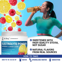 Thumbnail for Dr. Berg Zero Sugar Hydration Keto Electrolyte Powder - Enhanced w/ 1000 mg of Potassium & Real Pink Himalayan Salt (NOT Table Salt) - Raspberry & Lemon Flavor Hydration Drink Supplement - 50 Servings