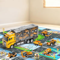 Thumbnail for NIPLOOOW Toddler Boys Construction Truck Vehicle Toy Set with Play Mat and Die-Cast Toy Car, Transport Carrier Truck for Kids 3-5, Birthday Gifts Toys for 3-8 Year Old Boys