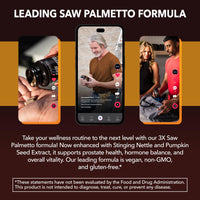 Thumbnail for Saw Palmetto Supplement with Stinging Nettle and Pumpkin Seed Extract - Advanced 3X Formula - DHT Blocker Urinary Health and Prostate Support for Mens Health - Vegan, Non-GMO Capsules - 2 Month Supply
