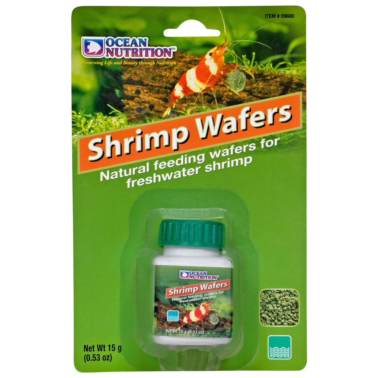 Ocean Nutrition Shrimp Wafers - Sinking Shrimp Food for Freshwater Shrimp Tank (Neocaridina, Caridina, Ghost Shrimp Live, Amano, Cherry) - Enriched with Essential Vitamins & Proteins - 0.53 oz (15 g)