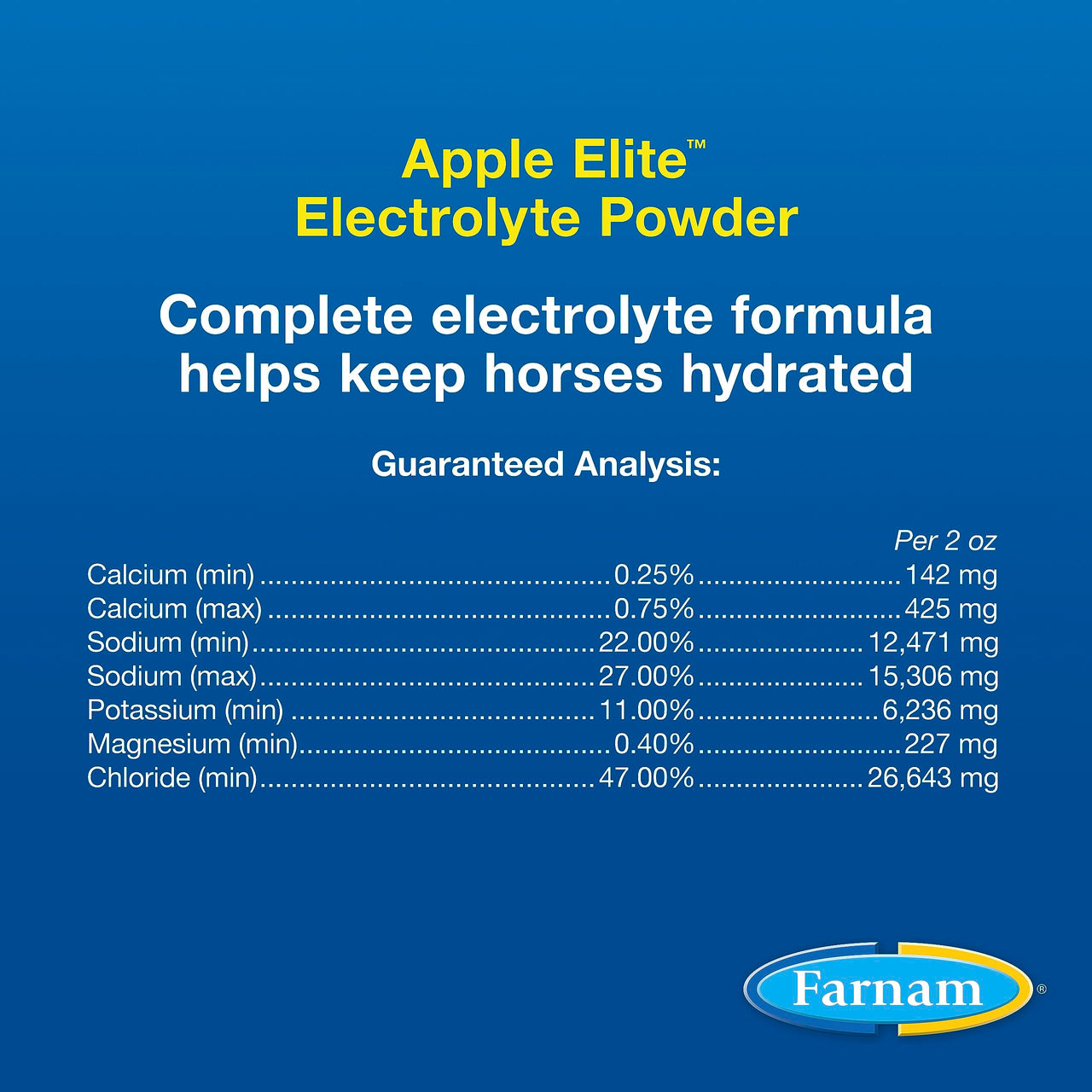 Farnam Apple Elite Horse Electrolytes Powder Supplement, Replaces Vital Minerals, Encourages Hydration, Sugar-Free, Contains Sodium, Potassium, Calcium & Magnesium, Apple Flavored, 5 lb