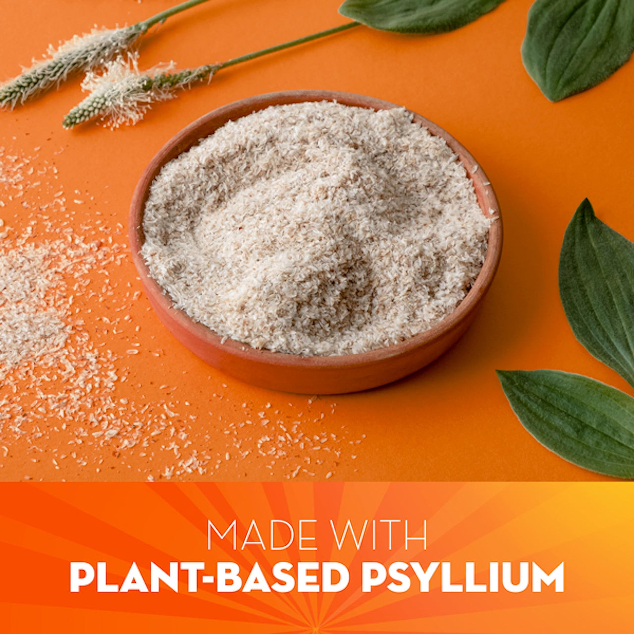 Metamucil 4-in-1 Psyllium Husk Fiber Supplement, Sugar-Free, 180 teaspoons, Orange Flavored, Daily Fiber Powder for Digestive Health, made with Plant-Based Psyllium Husk Fiber