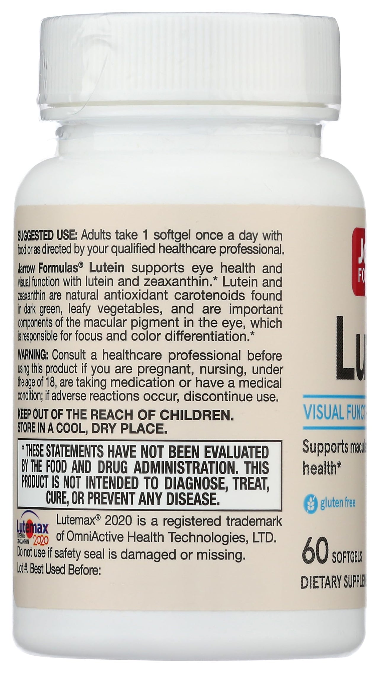 Jarrow Formulas, Lutein 20Mg, 60 Count