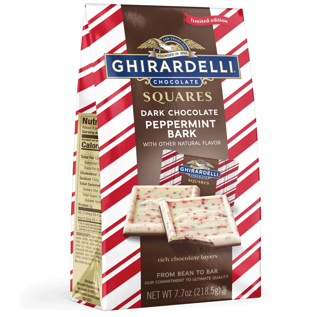 GHIRARDELLI Dark Chocolate Peppermint Bark Chocolate Squares, 7.7 OZ Bag