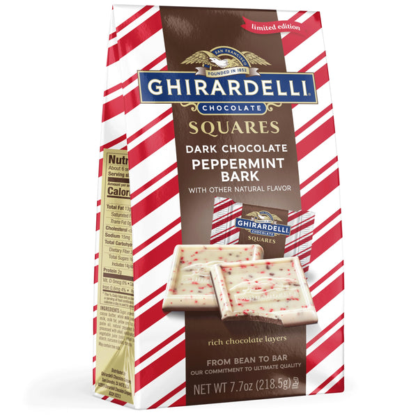 GHIRARDELLI Dark Chocolate Peppermint Bark Chocolate Squares, 7.7 OZ Bag