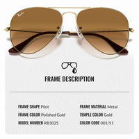 Thumbnail for Ray-Ban RB3025 AVIATOR GRADIENT Pilot Shaped Non-Polarized Sunglasses for Men & Women – Includes Official RAYBAN Eyewear Kit – Ideal Formal & Casual Wear Sunglasses – Light Brown Lens