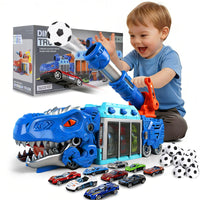 Thumbnail for BYFWH Tyrannosaurus Rex Truck Toy, Ejection Shooting with 10 Cars & Storage Sturdy Non-Toxic Materials, Foldable Car Carrier, 10 Cars & 12 Soft Balls, Develops Motor Skills & Hand-Eye Coordination