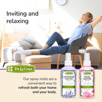 Thumbnail for De La Cruz - Rose Water Spray and Lavender Water Spray Bundle - Spray Mist for Skin, Hair and Body - 8 fl OZ Each