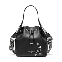 Thumbnail for KARL LAGERFELD Paris Women's Handbags Bucket, Black/Silver, One Size