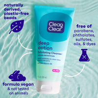 Thumbnail for Clean & Clear Deep Action Exfoliating Facial Cleanser, Scrub & Face Wash, Pro-Vitamin B5, Lactic & Glycolic Acids, Oil-Free Gentle Daily Exfoliator for Soft, Smooth, Hydrated Skin, Vegan, 7 Fl Oz Tube