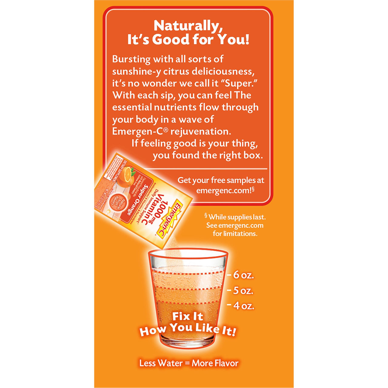 Emergen-C 1000mg Vitamin C Powder for Daily Immune Support Caffeine Free Vitamin C Supplements with Zinc and Manganese, B Vitamins and Electrolytes, Super Orange Flavor - 10 Count