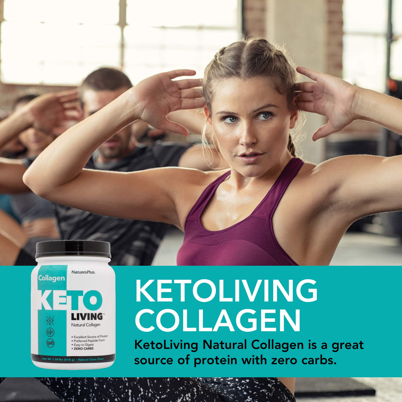 NaturesPlus KetoLiving Natural Collagen, Unflavored - 1.36 lb Tub - Ketogenic Protein Powder - Supports Immune & Gut Health, Joint Mobility & Hair, Skin & Nails - Gluten-Free, Non-GMO - 28 Servings