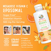 Thumbnail for MaryRuth's Megadose Liquid Vitamin C Liposomal | 500 mg Per Serving | Ultra Absorption | Immunity | Antioxidant Support | Collagen Formation | Vegan | Gluten Free | Sugar Free | 7.6 Oz | 30 Servings