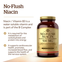 Thumbnail for Solgar No-Flush Niacin 500 mg, 250 Vegetable Capsules - Supports Energy Metabolism - No-Flush Delivery - Vegan, Gluten Free, Dairy Free, Kosher - 250 Servings