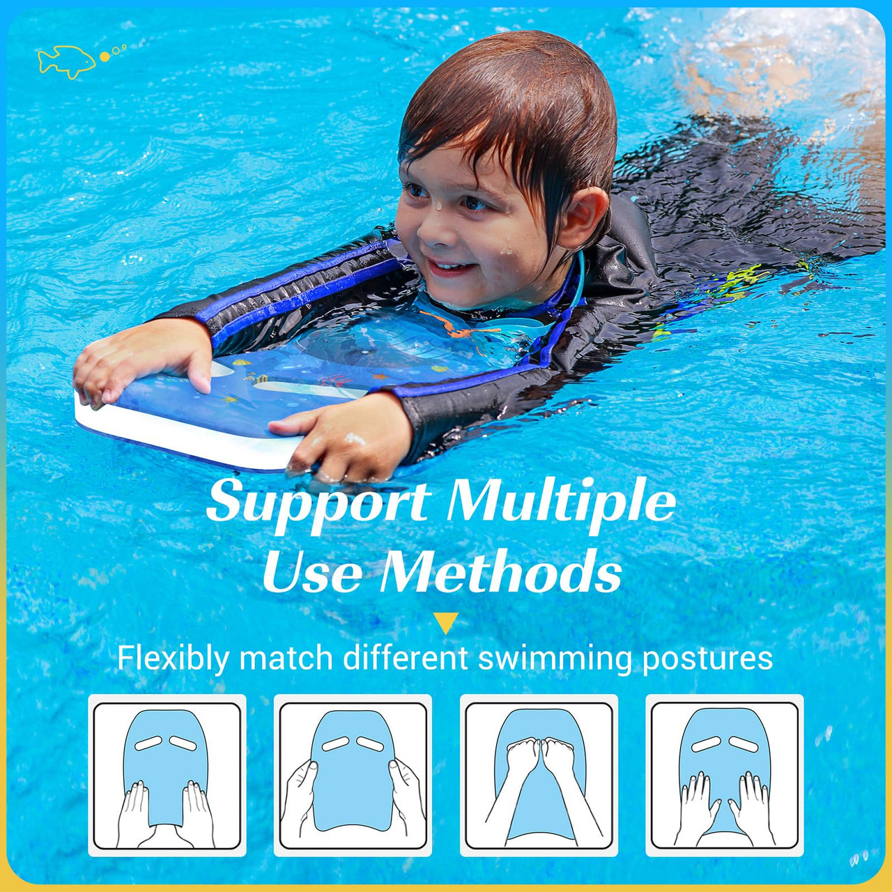 HeySplash Swim Kickboard for Kids, Swimming Kickboard Cute Pattern Swim Training Aid for Children, Pool Exercise Equipments for Beginning Swimmers Safety Swim Board Auxiliary, Indigo Whale