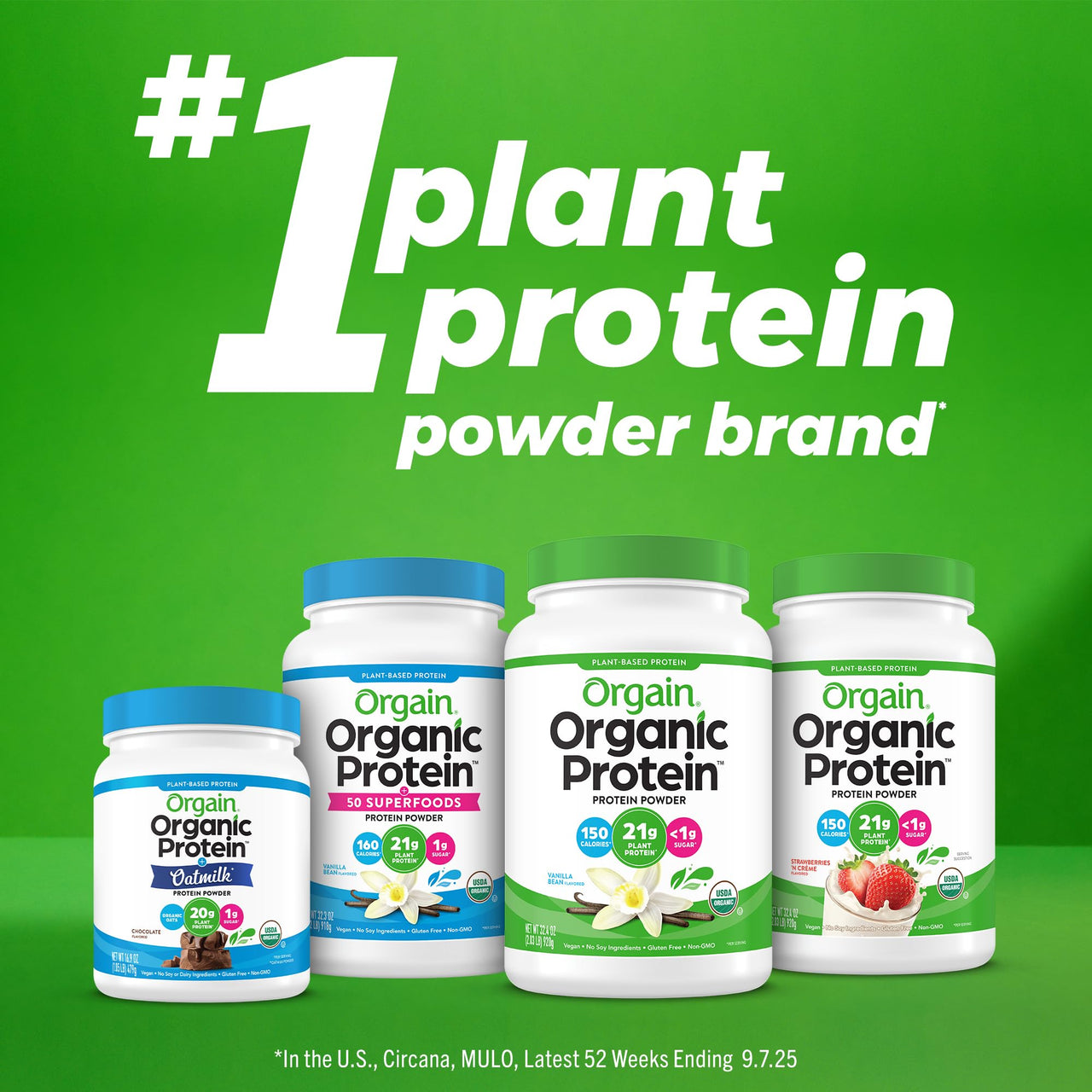 Orgain Organic Vegan Protein Powder, Cookies & Cream - 21g Plant Based Protein, 7g Prebiotic Fiber, Low Net Carb, No Lactose Ingredients, No Added Sugar, Non-GMO, For Shakes & Smoothies, 2.03 lb