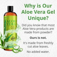 Thumbnail for Seven Minerals Organic Aloe Vera Gel from freshly cut 100% Pure Aloe - Big 12oz - HighestQuality, Texas grown, Vegan, Unscented - For Face, Skin, Hair, Sunburn relief