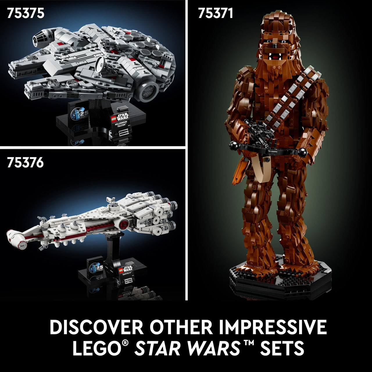 LEGO Star Wars Millennium Falcon 25th Anniversary Collectible - DIY Building Set for Adults, Men & Women, Ages 18+ - A New Hope Model with Display Stand - Star Wars Gift - 75375
