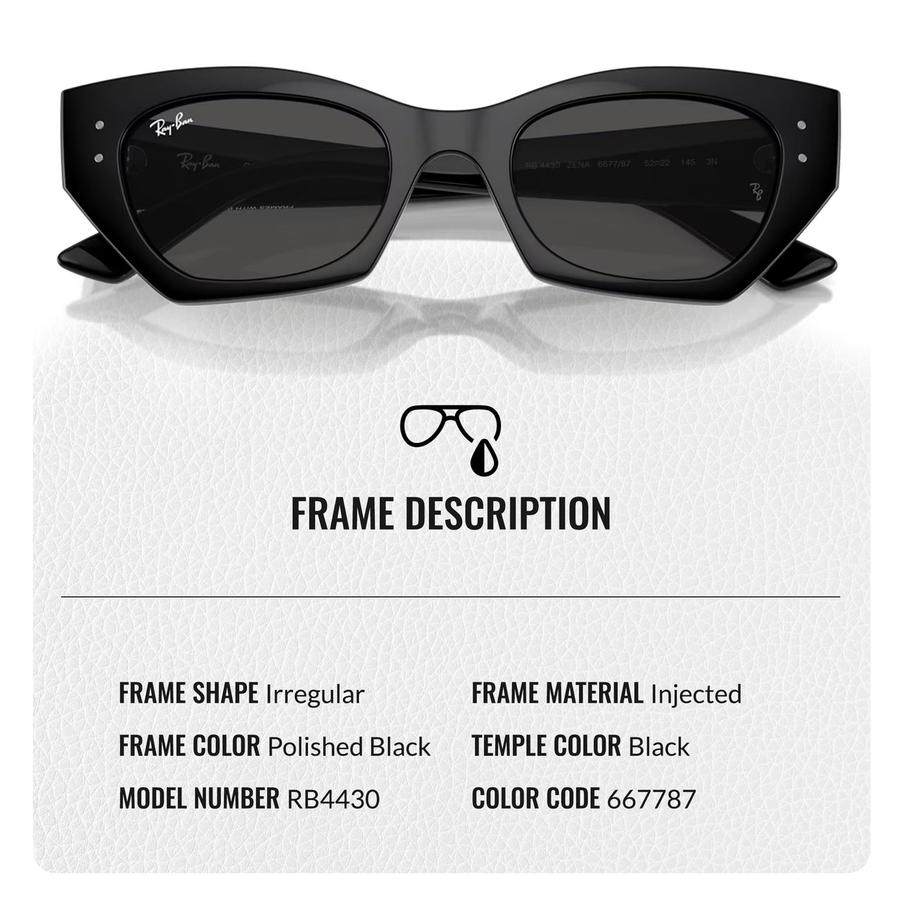 Ray-Ban RB4430 ZENA BIO-BASED Square-Round Shaped Non-Polarized Sunglasses for Men & Women – Includes Official RAYBAN Eyewear Kit – Ideal Formal & Casual Wear Sunglasses – Dark Grey Lens