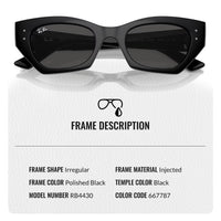 Thumbnail for Ray-Ban RB4430 ZENA BIO-BASED Square-Round Shaped Non-Polarized Sunglasses for Men & Women – Includes Official RAYBAN Eyewear Kit – Ideal Formal & Casual Wear Sunglasses – Dark Grey Lens