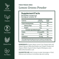 Thumbnail for Eclectic Herb - Lemon Greens Powder Supplement | Immune + Detox Support | Nutritional Support, Vitamins + Minerals | Superfood Powder + Daily Greens Drink Mix | Non-GMO, Vegan (3.2 oz | 90 g)