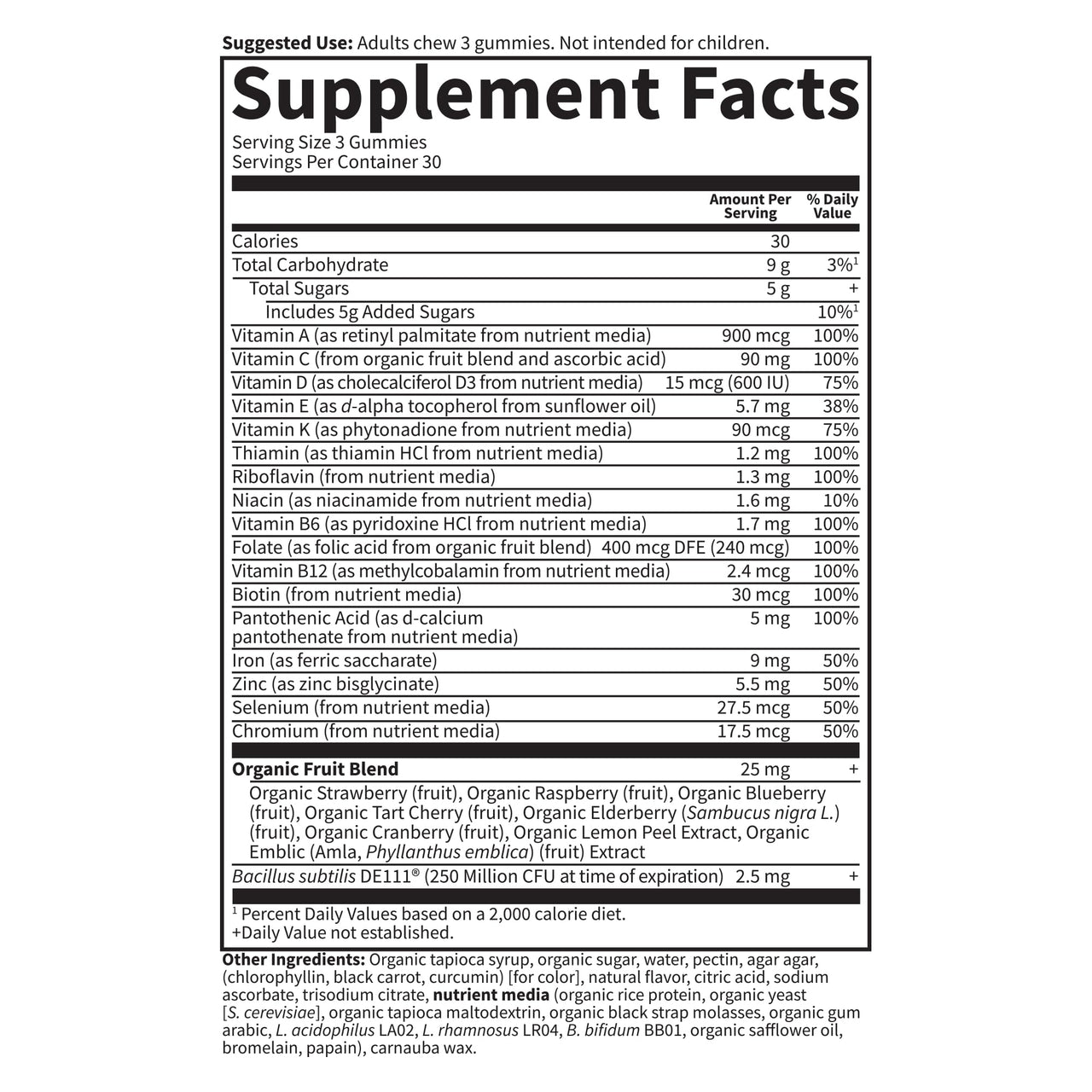 Garden of Life Vitamin Code Women’s Multivitamin Gummy with Iron: Folate, Biotin, D3 & B12 for Hair, Skin & Nails + Probiotics for Immune Health & Digestion, Non-GMO, Gluten-Free, 90 Cherry Gummies