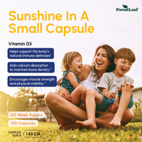 Thumbnail for ForestLeaf Vitamin D3 50,000 IU | VIT D - Kosher VIT D3 Vitamin D Supplement for Women and Men | Bone Health, Teeth, Immune Support | Weekly Dose, 2-Year Supply, 120 Caps