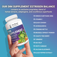 Thumbnail for Dr. Berg DIM Supplement Estrogen Balance - Original Estrogen Supplement for Women with Diindolylmethane for Menstrual Symptoms & Menopause Relief & Black Pepper for Enhanced Absorption - 60 Capsules