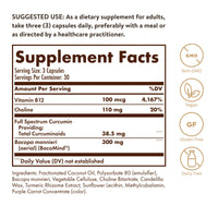 Thumbnail for Solgar Full Spectrum Curcumin Brain Works, 90 Licaps - Support Memory Recall, Focus, Cognitive Function - Antioxidant Support - Curcumin, BacoMind, Choline, Vitamin B12 - Non-GMO, Vegan - 30 Servings