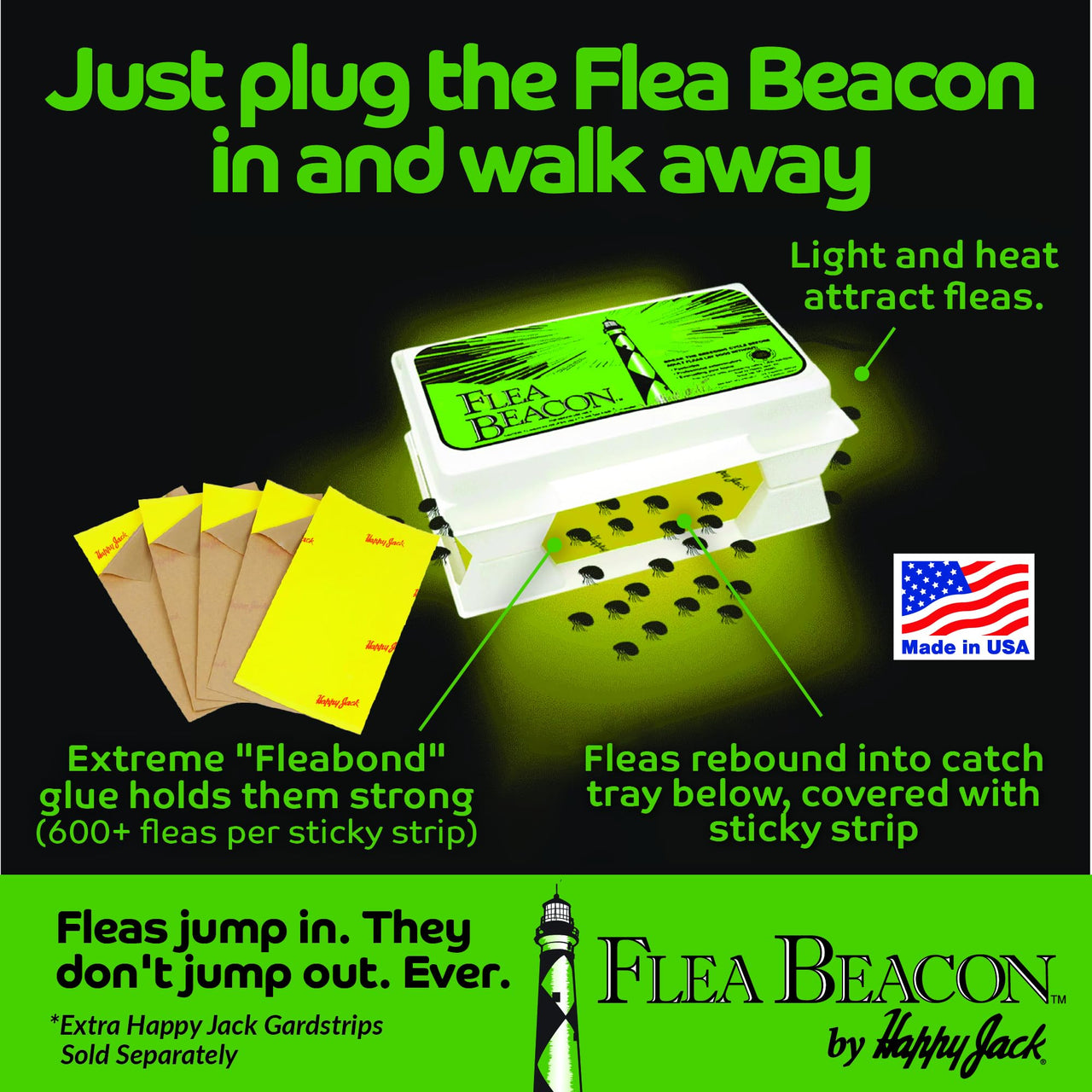 Happy Jack Flea Beacon Kill Fleas in House, Attracts, Traps Indoor Bugs, Breaks Breeding Cycle Before Adults Lay Eggs, Safe, Fast, & Clean Way to Get Rid of Indoor Pests, Made in USA