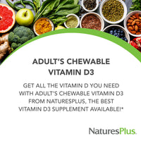 Thumbnail for NaturesPlus Vitamin D3 (1000 IU) - 90 Chewable Tablets, Maui Berry Burst Flavor - Vegetarian, Gluten Free - 90 Servings