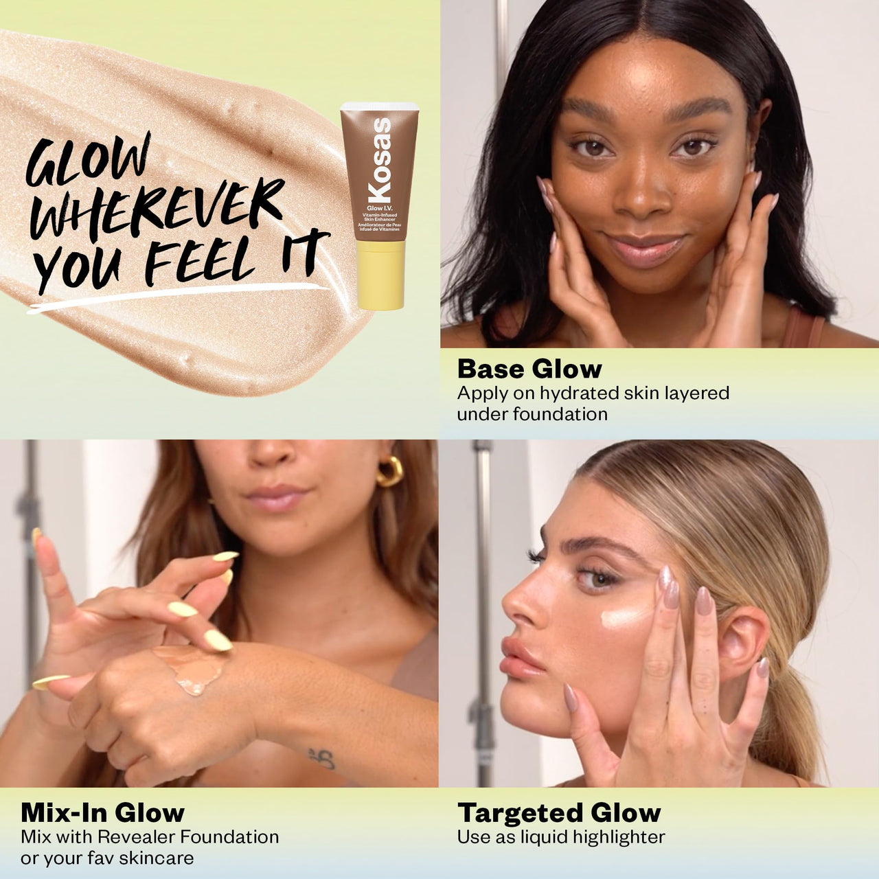 Kosas Glow I.V. Vitamin-Infused Skin Enhancer Face Makeup - Tinted Beauty Highlighter for a Healthy Glow - Revitalize