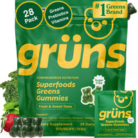 Thumbnail for Gruns Adult Sugar-Free Super Greens Multivitamin Gummies, Superfood Gummy Vitamins for Women and Men with Spirulina, Chlorella, Adaptogens & Prebiotic Fiber for Digestive Health (28 Count)