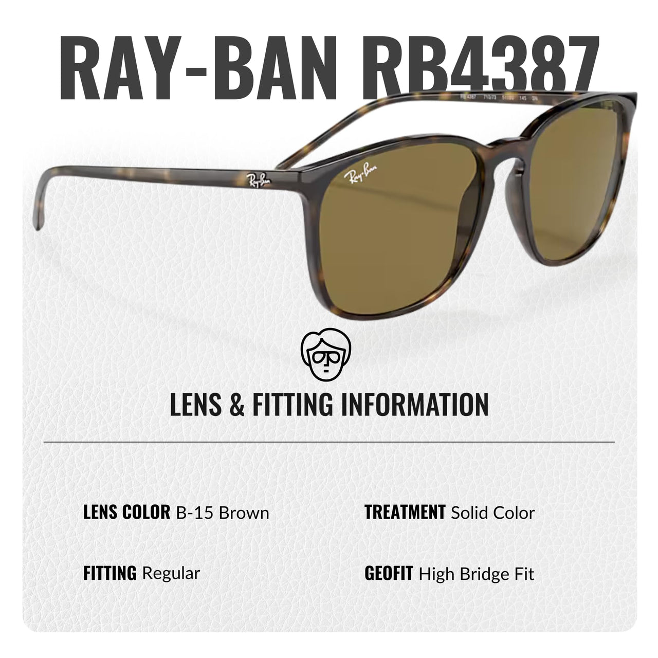 Ray-Ban RB4387 Square Shaped Non-Polarized Sunglasses for Men & Women – Includes Official RAYBAN Eyewear Kit – Ideal Formal & Casual Wear Sunglasses – B-15 Brown Lens