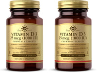 Thumbnail for Solgar Vitamin D3 (Cholecalciferol) 25 mcg (1000 IU), Natural Strawberry Banana Swirl - 100 Chewable Tablets - Non-GMO, Kosher - 100 Servings (Pack of 2)