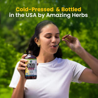 Thumbnail for Amazing Herbs Premium Black Seed Oil - Cold Pressed Nigella Sativa Aids in Digestive Health, Immune Support, Brain Function, Joint Mobility, Gluten Free, Non GMO - 8 Fl Oz