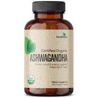 Thumbnail for Futurebiotics Certified Organic Ashwagandha Stress Mood & Energy Support Adaptogenic Herb, Non-GMO, 250 Organic Tablets