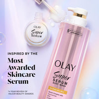 Thumbnail for Olay Super Serum Body Wash for Extra Dry Skin, 24hr Long Lasting Hydration, 5+ Ingredient Complex for Bright Even Firm Luminous Skin, 18.5 Fl Oz