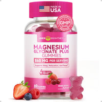 Thumbnail for Magnesium Glycinate Plus Gummies 860mg, Sugar-Free, Non-GMO, Gluten-Free, Magnesium Gummies for Adults & Kids, Sleep, Relaxation & Focus, Magnesium Supplement for Women, Mixed Berry Flavor, 60 Count