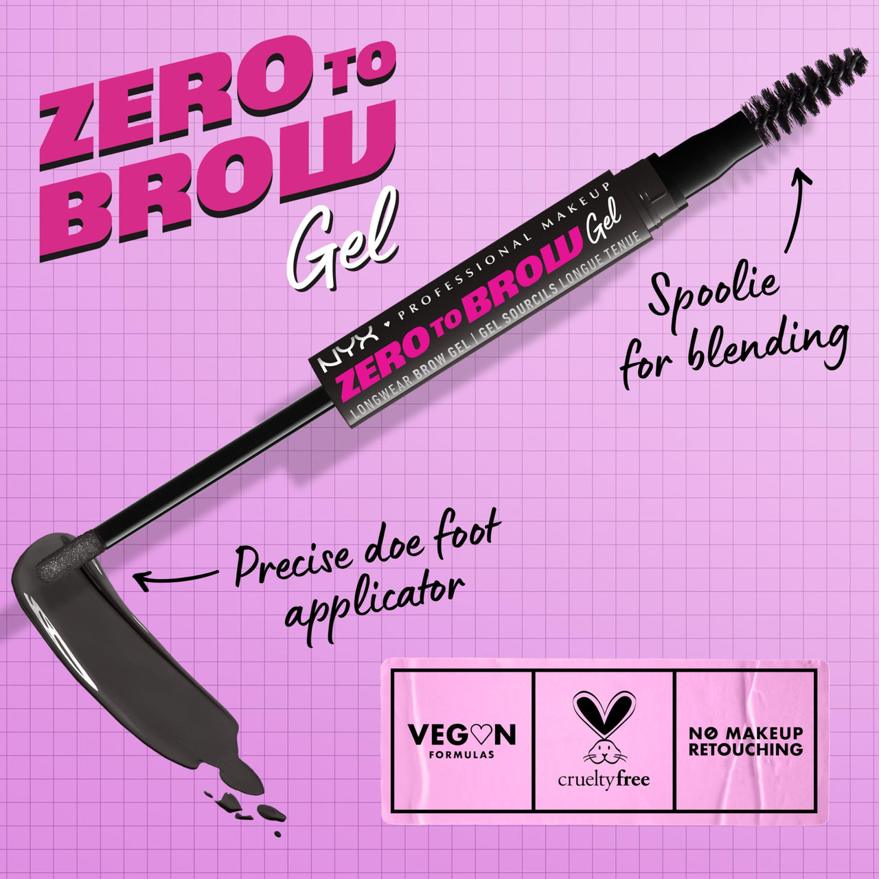 NYX PROFESSIONAL MAKEUP Zero to Brow, Longwear Eyebrow Gel, Black