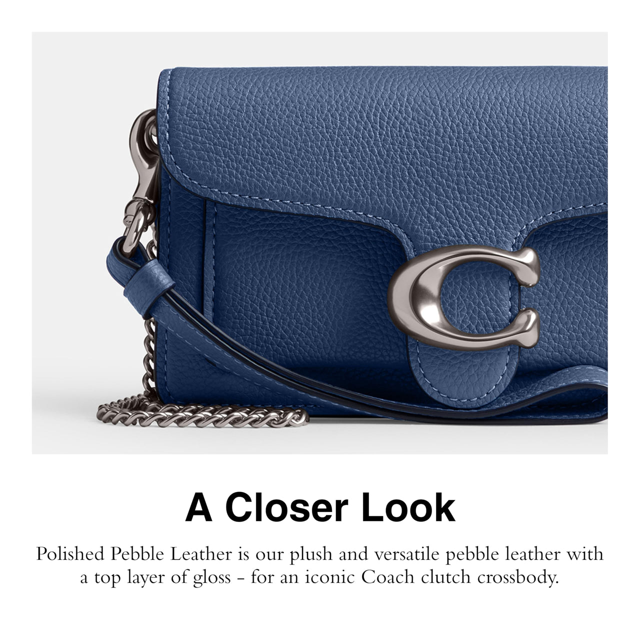 Coach Polished Pebble Tabby Wristlet, Sky Blue